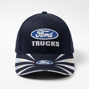 Ford Trucks Official Checkered Flag Ball Cap Navy & White Strapback Trucker Hat